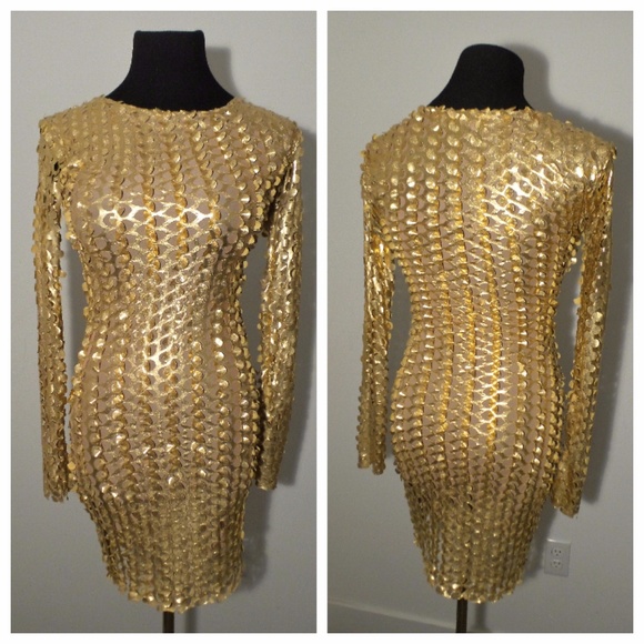 LeQuan Smith Dresses & Skirts - Le Quan Smith 3D Gold Dress